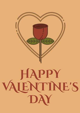 Romantic Valentine's Day Card with Rose and Heart - Download Free Stock Templates Pikwizard.com
