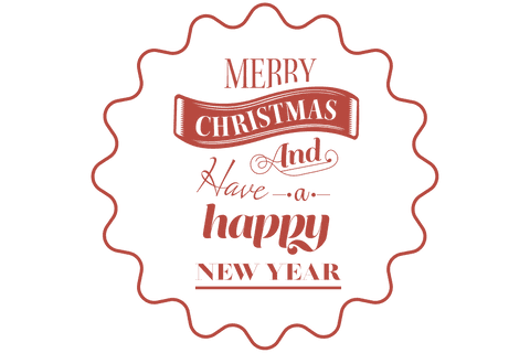 Vintage Style Christmas and New Year Greeting on Transparent Background