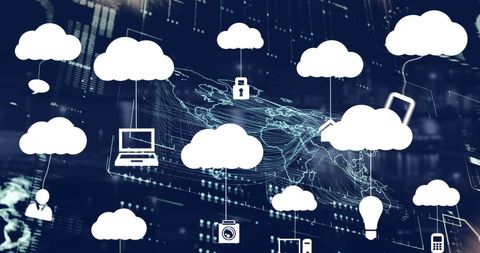 Cloud Computing Over Digital World Map Representation - Download Free Stock Images Pikwizard.com