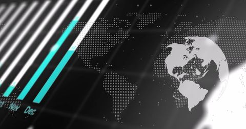 Futuristic Data Visualization with World Map and Globe