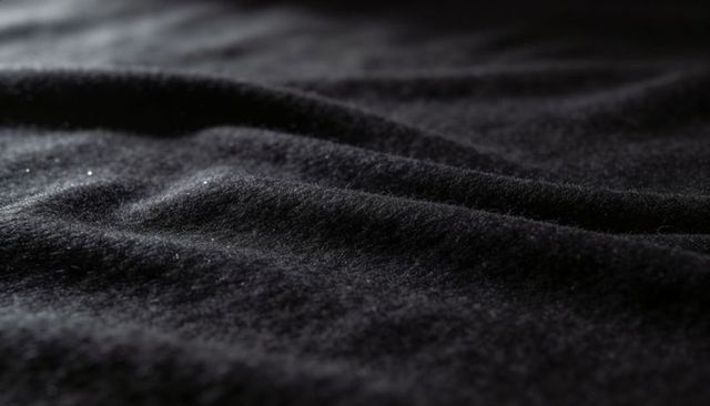 Revealing black velvet ripples with soft pile texture and lint highlights for luxury backgrounds