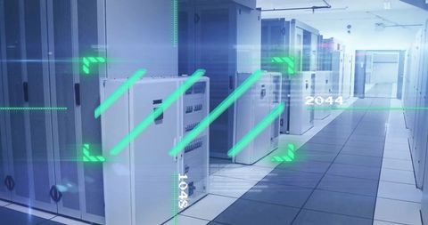 Digital Data Processing Amid Server Rows in Secure Environment - Download Free Stock Images Pikwizard.com