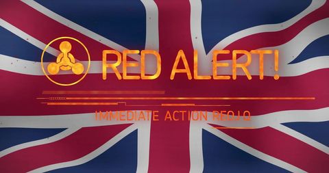Red Alert Immediate Action Notification on UK Flag - Download Free Stock Images Pikwizard.com