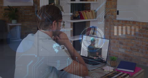 Virtual Classroom with Video Call Technology and Circuit Graphics