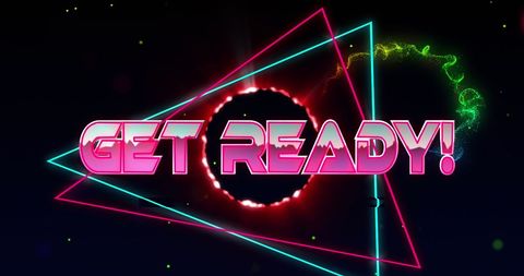 Retro Futuristic Get Ready Neon Background - Download Free Stock Images Pikwizard.com
