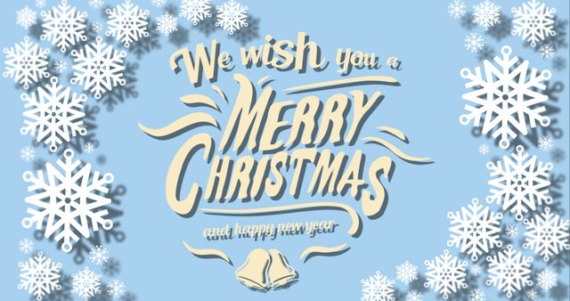 This cheerful Christmas greeting featuring festive typography and decorative snowflakes is ideal for holiday cards or social media shares. The light blue background and warm message make it perfect for sending seasonal wishes and spreading holiday cheer.