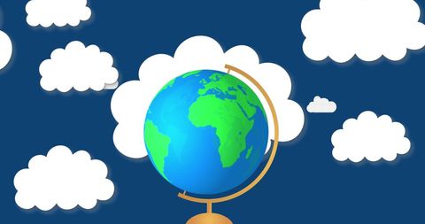 Colorful Globe with Clouds Educational Concept Art - Download Free Stock Images Pikwizard.com