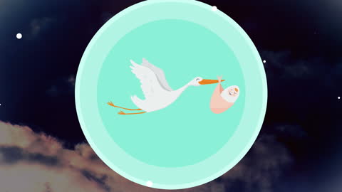 This delightful animation depicts a stork gracefully carrying a baby in a setting evocative of dreams or folktales. Ideal for illustrating concepts related to birth and motherhood in whimsical contexts, this video can enhance children's book themes, baby announcement cards, and creative design projects embracing classic and imaginative narratives.