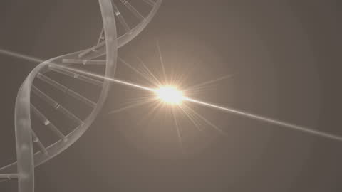 Abstract DNA Helix with Bright Lens Flare Effect