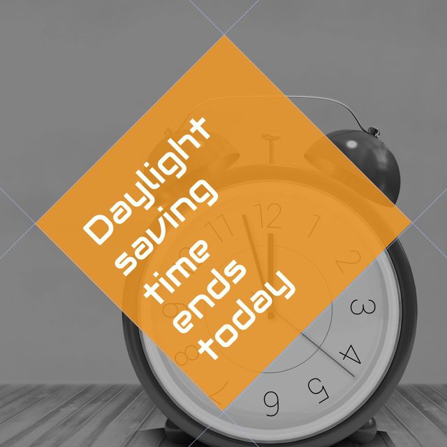 Ideal for informing about the end of Daylight Saving Time, especially suitable for social media posts, public service announcements, and digital newsletters. Eye-catching reminder with retro design, great for increasing awareness about time change and aiding people in remembering to adjust clocks.