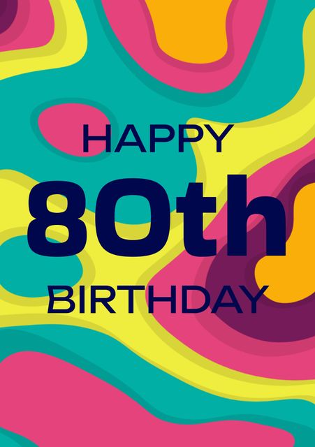 Vibrant, abstract to mark the 80th birthday of someone special. Suitable for greeting cards, banners, and digital invitations for parties. Layered swirl design adds a retro and festive feel, perfect for a celebratory theme.