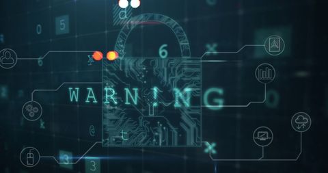Digital Security Interface with Warning Alert - Download Free Stock Images Pikwizard.com