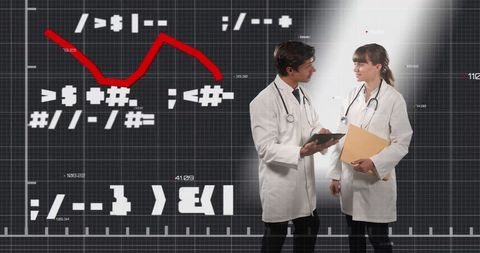Doctors Analyzing Financial Data in Modern Medical Facility
