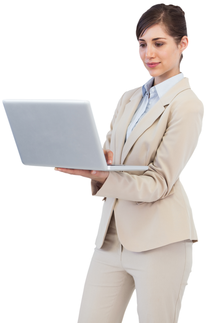 Transparent Background Caucasian Businesswoman Utilizing Laptop - Download Free Stock Videos Pikwizard.com