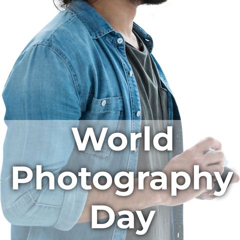 world photography day concept with young photographer and camera - Download Free Stock Templates Pikwizard.com