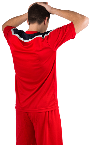Disappointed Football Player in Red Uniform, Transparent Background