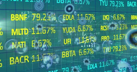 Global stock market data visualization with tech interface