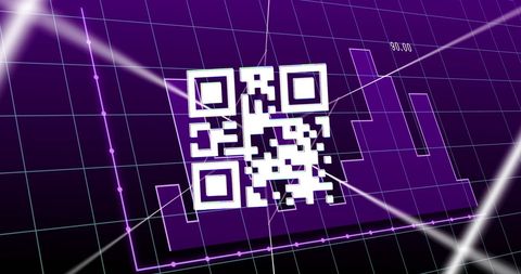 Digital QR Code and Graphs on Violet Background - Download Free Stock Images Pikwizard.com