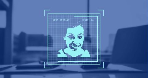 Digital Facial Recognition Interface in Modern Office - Download Free Stock Images Pikwizard.com