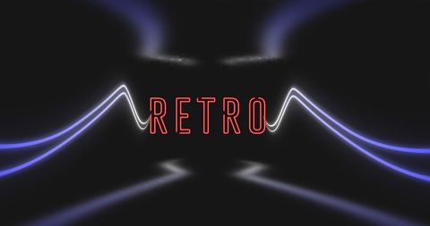 Retro Neon Sign with Vibrant Waves on Black Background - Download Free Stock Images Pikwizard.com