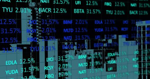 Digital Stock Market Overlay on Cityscape - Download Free Stock Images Pikwizard.com
