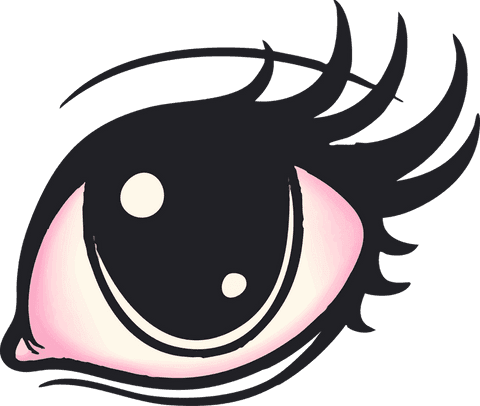Whimsical cartoon eye illustration with transparent background