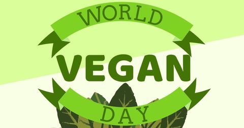 World Vegan Day Celebration with Leafy Green Background
