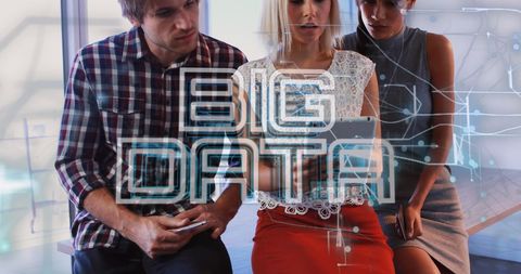 Team Collaborating on Big Data Solutions in Office Environment