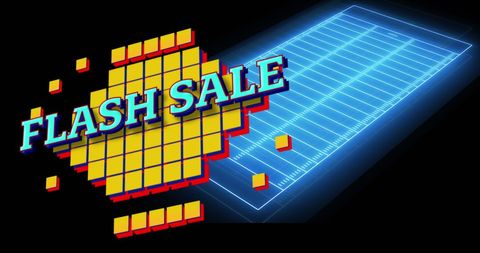 Flash sale digital marketing concept with 3d grid design