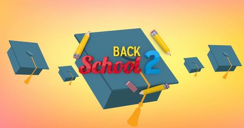 Colorful back to school concept with floating education symbols