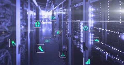 Innovation in Sustainable Data Centers with Digital Icons - Download Free Stock Images Pikwizard.com