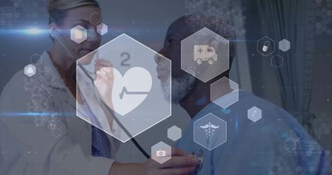 Doctor Diagnosing Patient with Advanced Medical Technology Interface