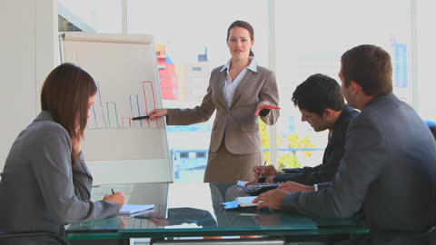 Business Presentation with Diverse Team Discussing Data