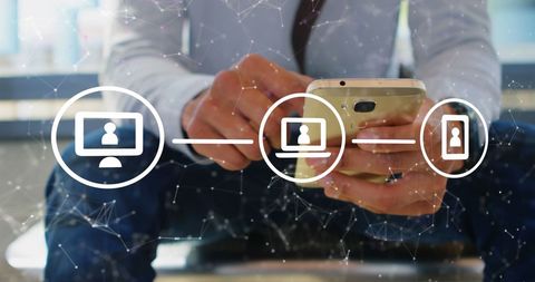 Connected Icons with Smartphone and Digital Interface Concept - Download Free Stock Images Pikwizard.com