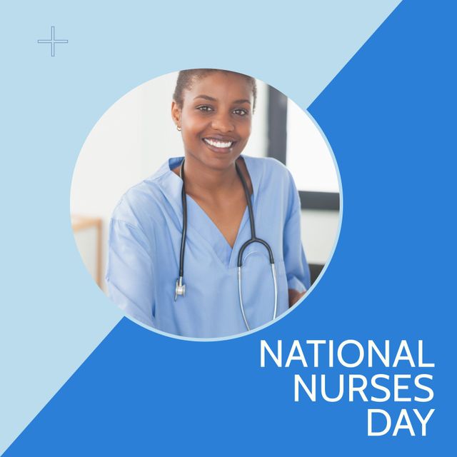 Smiling African American Nurse Celebrating National Nurses Day - Download Free Stock Templates Pikwizard.com