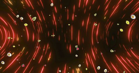 Digital Fruits Falling Amongst Vibrant Red Streaks - Download Free Stock Images Pikwizard.com