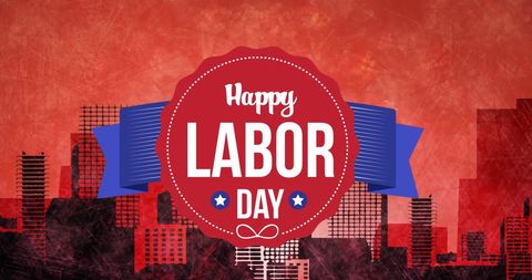 Happy Labor Day Celebration Over Vibrant Cityscape