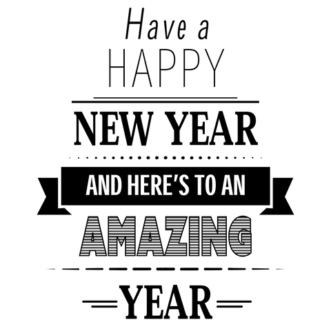 Vibrant digital text illustration displaying celebratory 'And Here's to an Amazing...' text on a transparent background. 