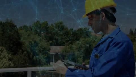 Technician Using Advanced Tablet for Forestry Data Analysis