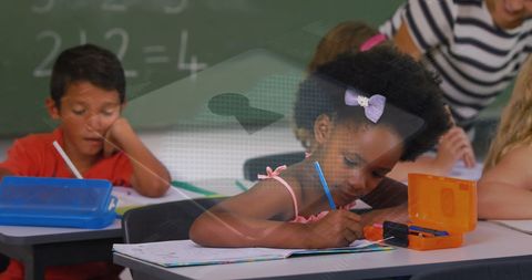 Diverse Classroom Learning with Digital Security Overlay - Download Free Stock Images Pikwizard.com