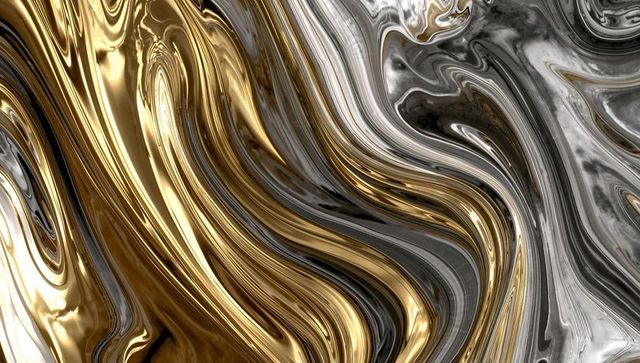 Flowing metallic marble gold and silver swirl luxury abstract background