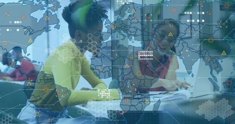 Students Collaborating with Digital Map Overlay for Innovative Education