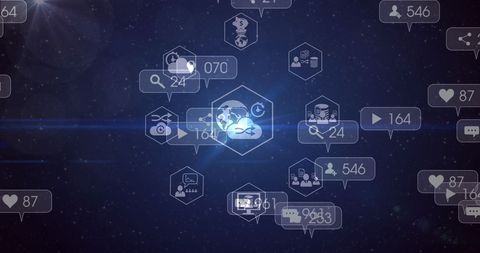 Futuristic Digital Interface with Cloud and Technology Icons - Download Free Stock Images Pikwizard.com