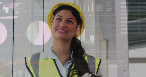 Smiling Architect Analyzing Global Financial Data on Tablet - Download Free Stock Images Pikwizard.com