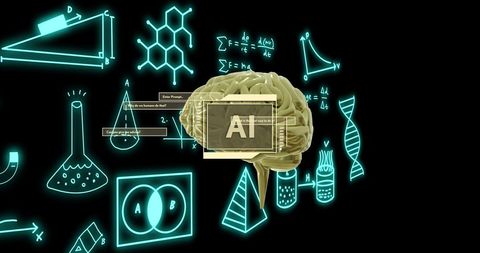 Artificial Intelligence Concept with Brain and Scientific Data - Download Free Stock Images Pikwizard.com