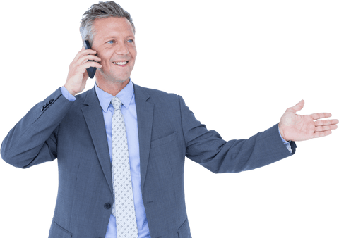 Professional Businessman Smiling on Phone Transparent Background - Download Free Stock Videos Pikwizard.com