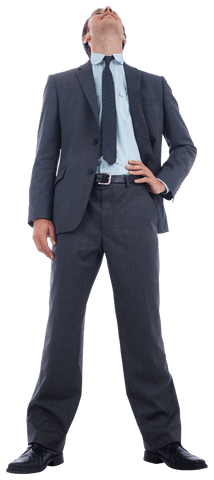 Businessman Looking Upward with Confidence in Transparent Suit