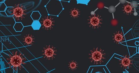 Virus Cells with Chemical Formulas on Black Background - Download Free Stock Images Pikwizard.com