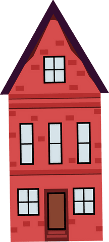 Cartoon red-brick house on transparent background