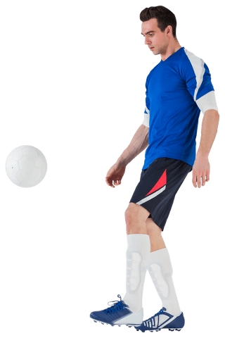 transparent male soccer player in blue jersey kicking ball - Download Free Stock Videos Pikwizard.com